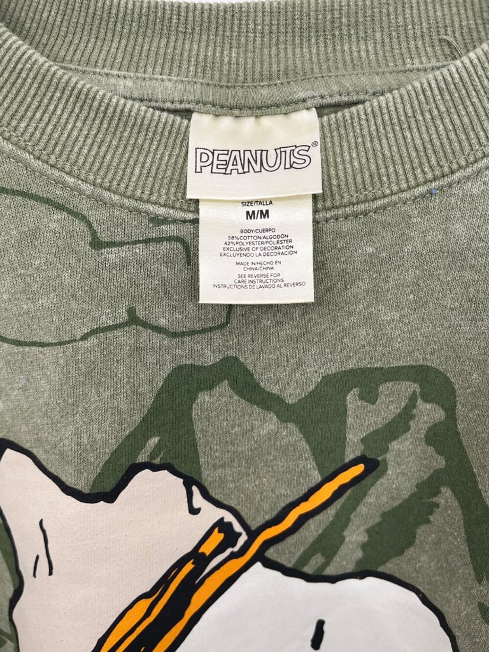 Peanuts Olive Green Snoopy & Woodstock Scout Patch Sweatshirt - Picture 7 of 8